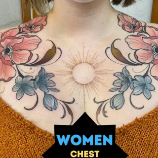 women chest tattoo