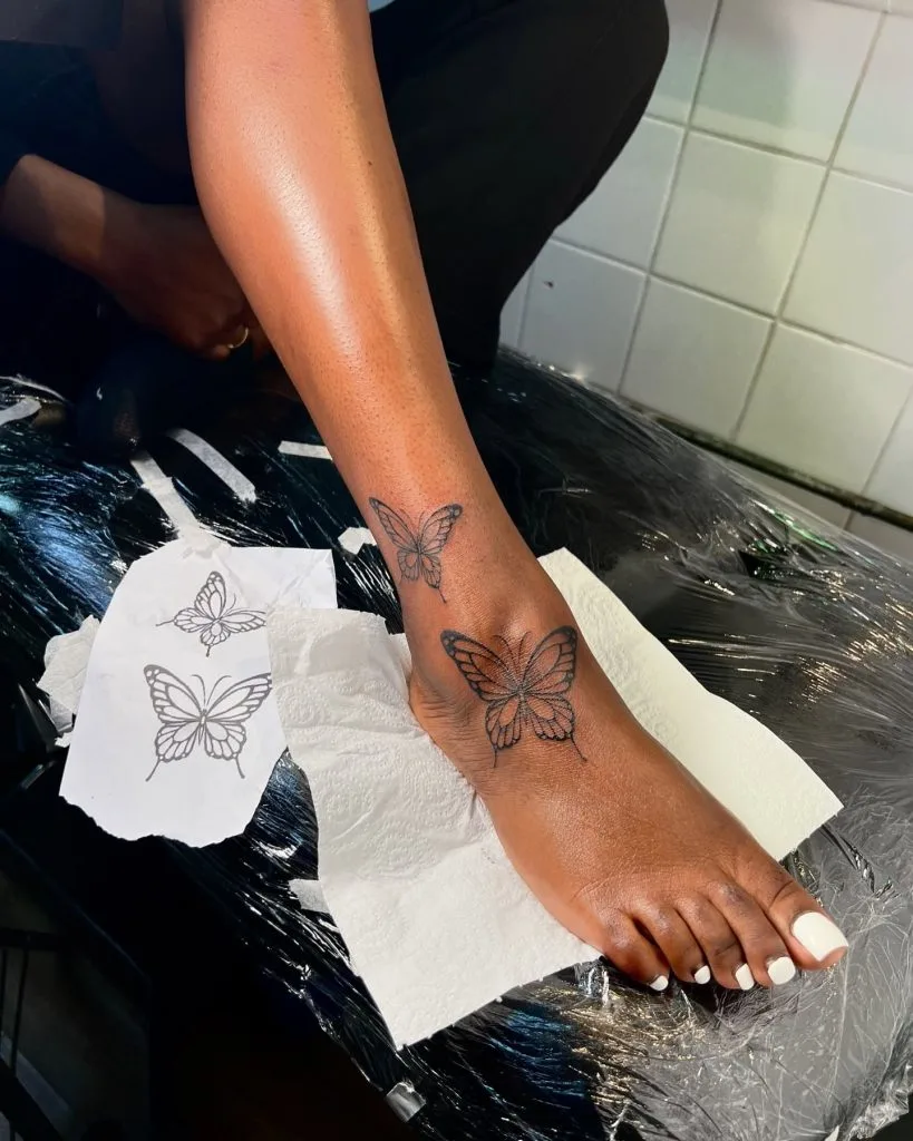 ankle butterfly tattoo